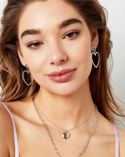 Hart oorbellen Zilver Stainless Steel