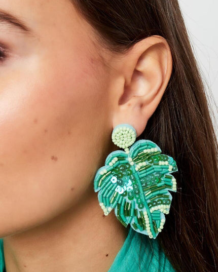 Kralenoorbellen blad groen