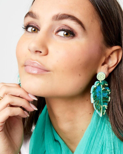 Kralenoorbellen blad groen