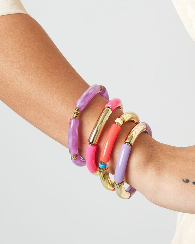 Tube armband goud/kleur Lila & Goud Acryl