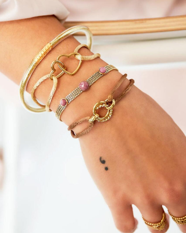 Stoffen armband cirkel Lila