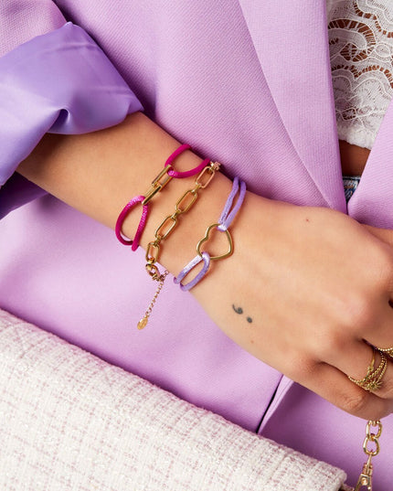 Stoffen armband schakel lila