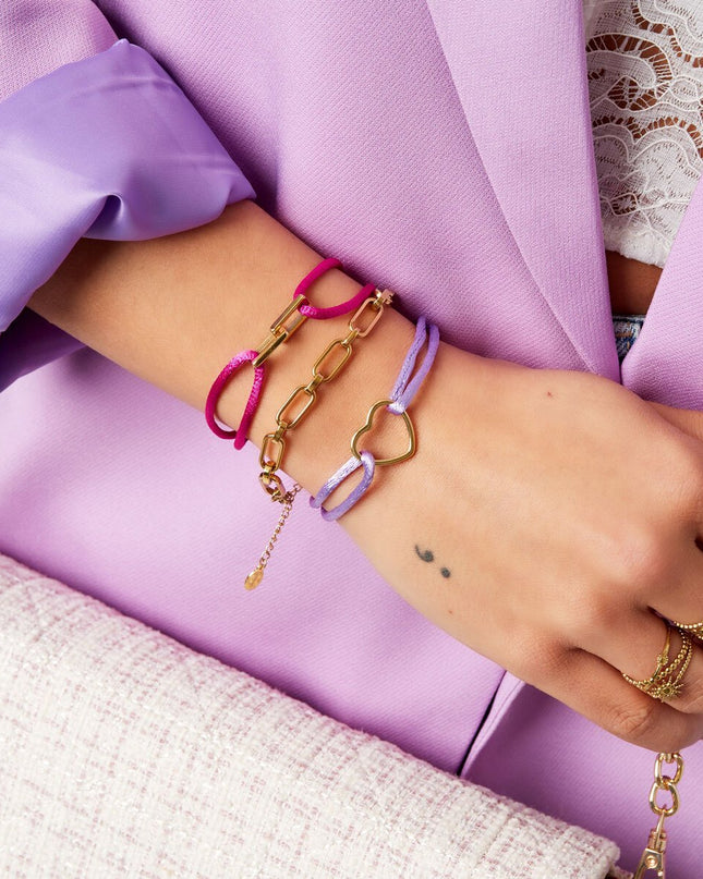 Stoffen armband schakel fuschia