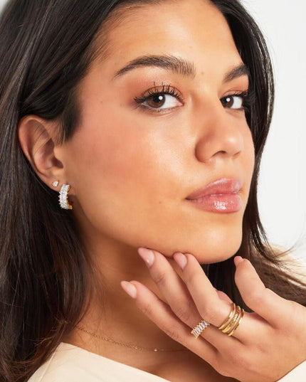 Oorbellen zirkoon party Wit & Goud