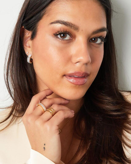 Oorbellen zirkoon party Wit & Goud