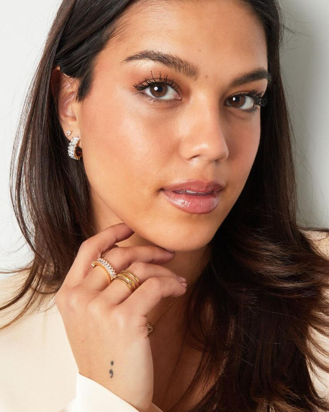 Oorbellen zirkoon party Wit & Goud