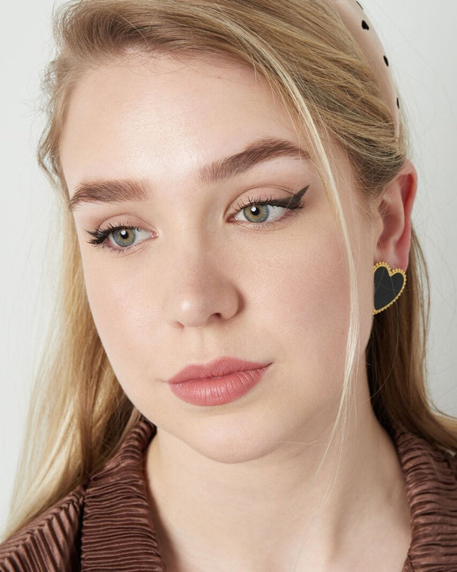 Oorknopjes hart chique Beige & Goud