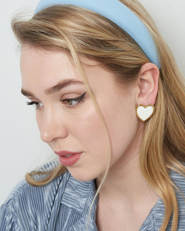 Oorknopjes hart chique Beige & Goud