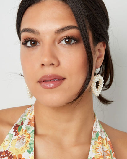 Oorbellen hart parels Zilver