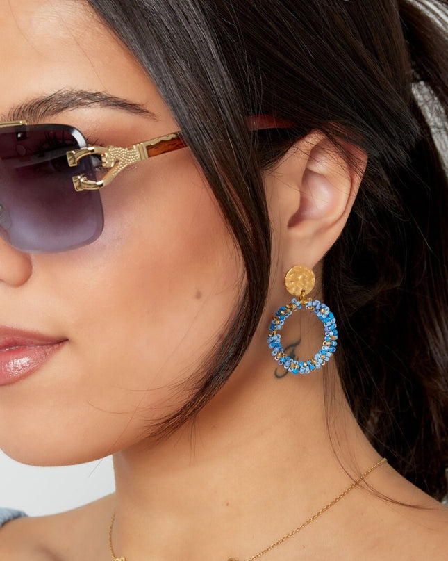 Oorbellen happy kralen Blauw