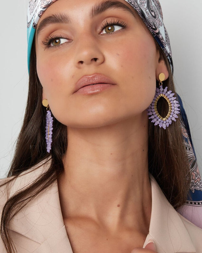 Oorbellen kristallen - Lila