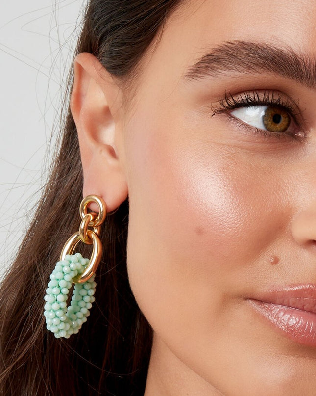 Oorbel ovaal kristallen kralen - Lila