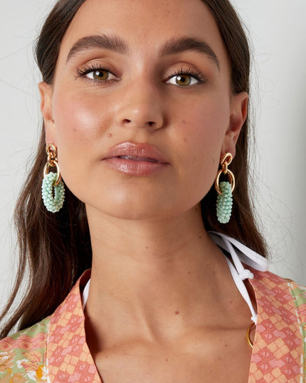 Oorbel ovaal kristallen kralen - Lichtblauw