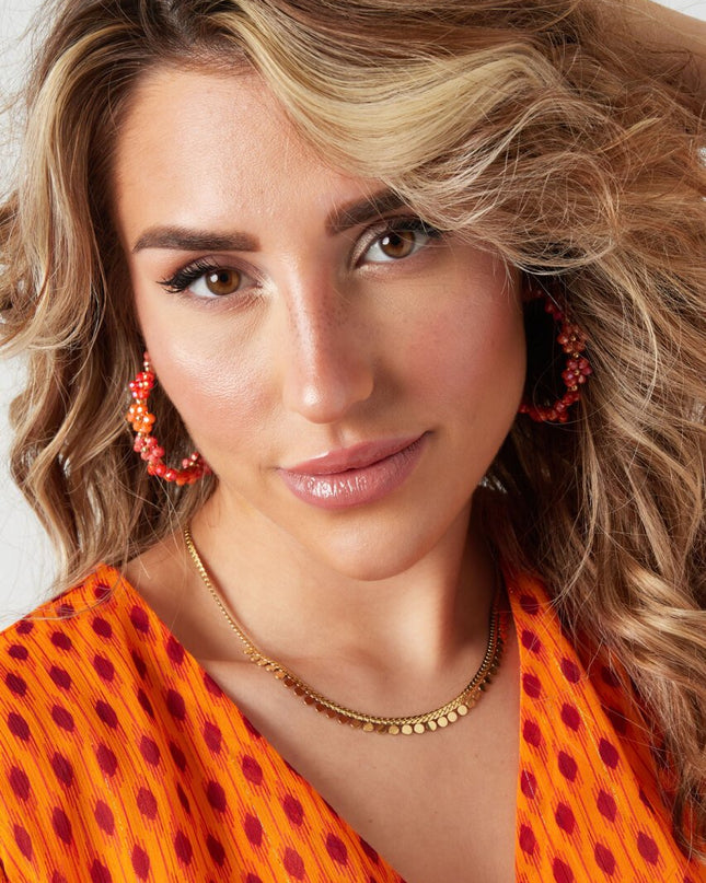 Oorhangers bloemetjes groot - rood