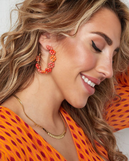 Oorhangers bloemetjes groot - rood