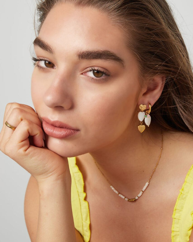 Oorbellen 3 x hart op een rij - Goud