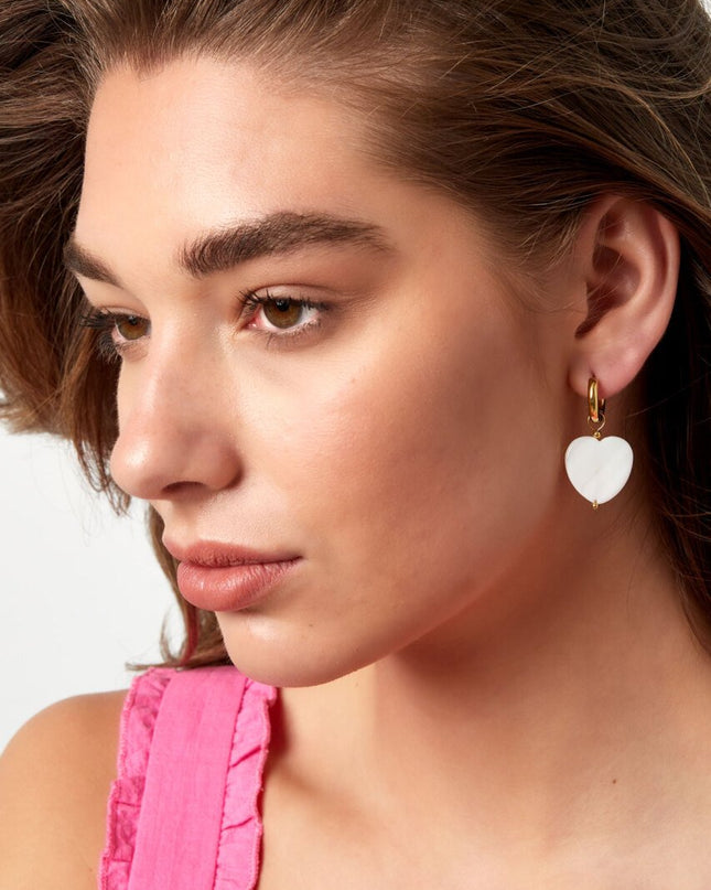 Oorbellen groot zeeschelp hart - Goud