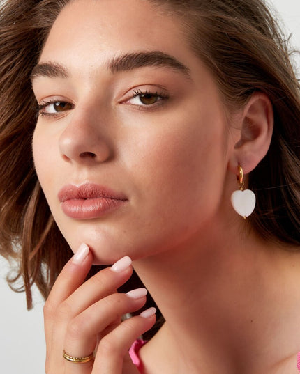 Oorbellen groot zeeschelp hart - Goud