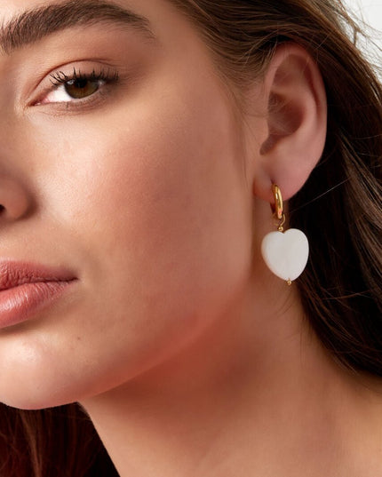 Oorbellen groot zeeschelp hart - Goud