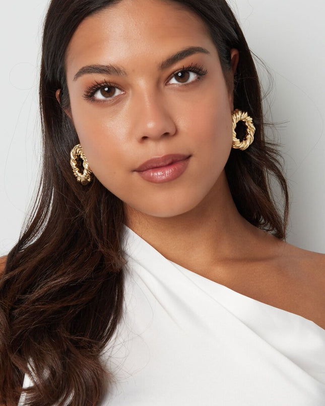 Oorbellen cirkel met print - zilver