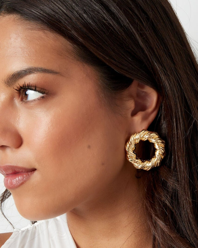 Oorbellen cirkel met print - zilver