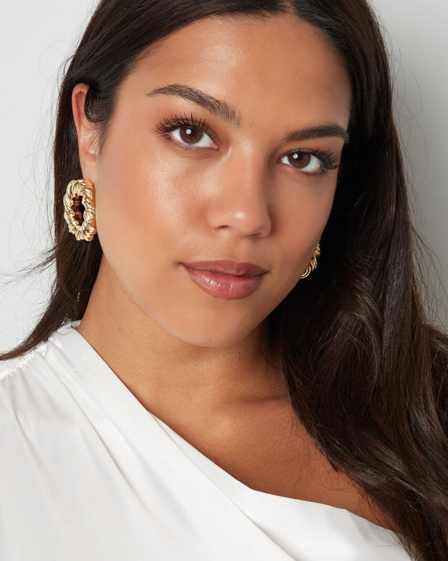 Oorbellen cirkel met print - zilver