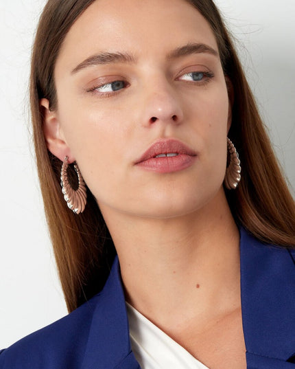 Oorbellen langwerpig twisted - zilver