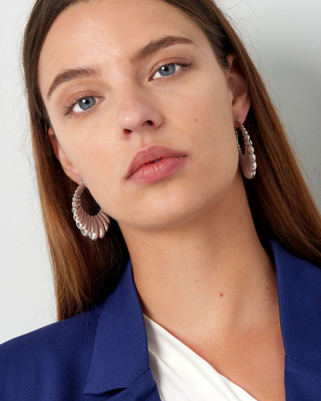 Oorbellen langwerpig twisted - zilver