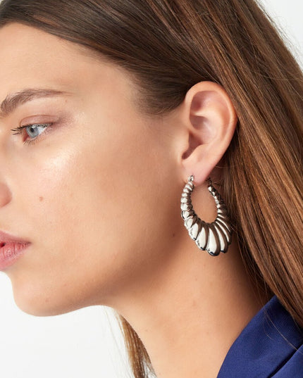 Oorbellen langwerpig twisted - zilver