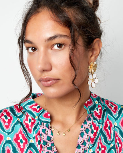 Statement oorbellen bloem - goud