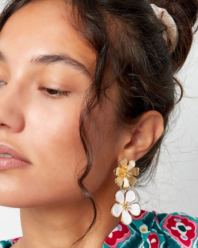 Statement oorbellen bloem - zilver