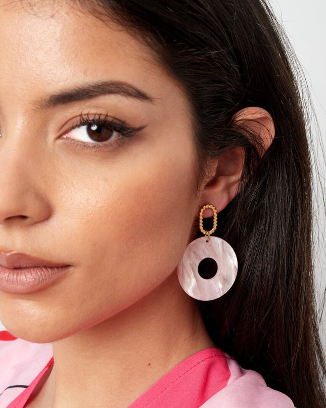 Oorbel open cirkel gemeleerd rood - goud