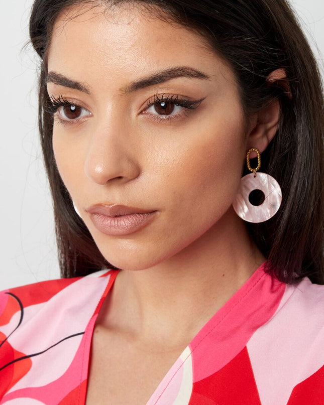 Oorbel open cirkel gemeleerd rood - goud