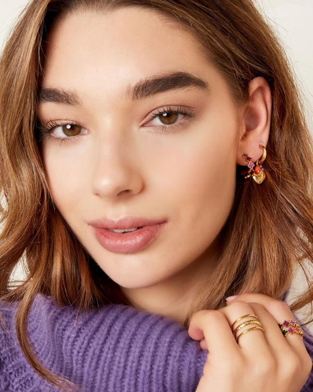 Oorbellen klaver kleurrijk - klein Beige