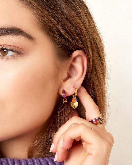 Oorbellen klaver kleurrijk - klein Beige