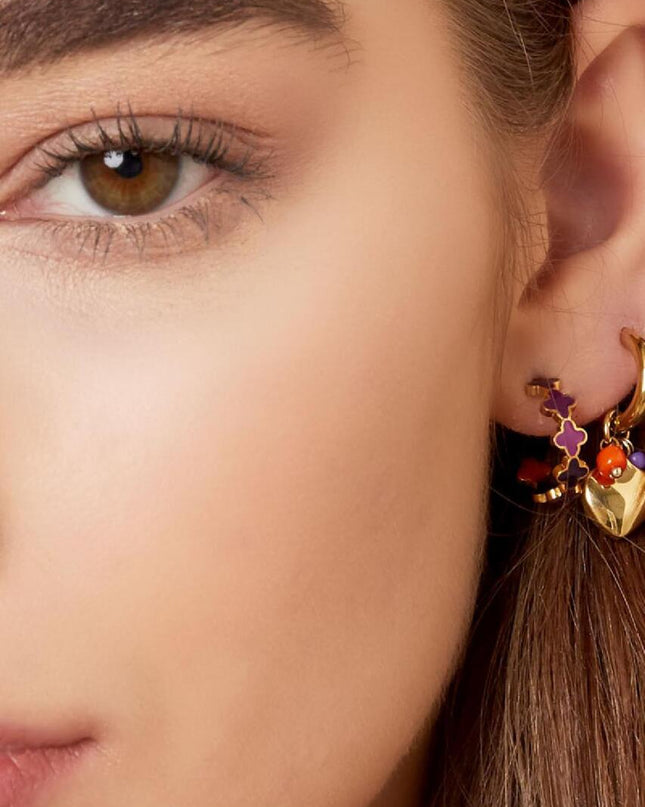 Oorbellen klaver kleurrijk - klein Beige