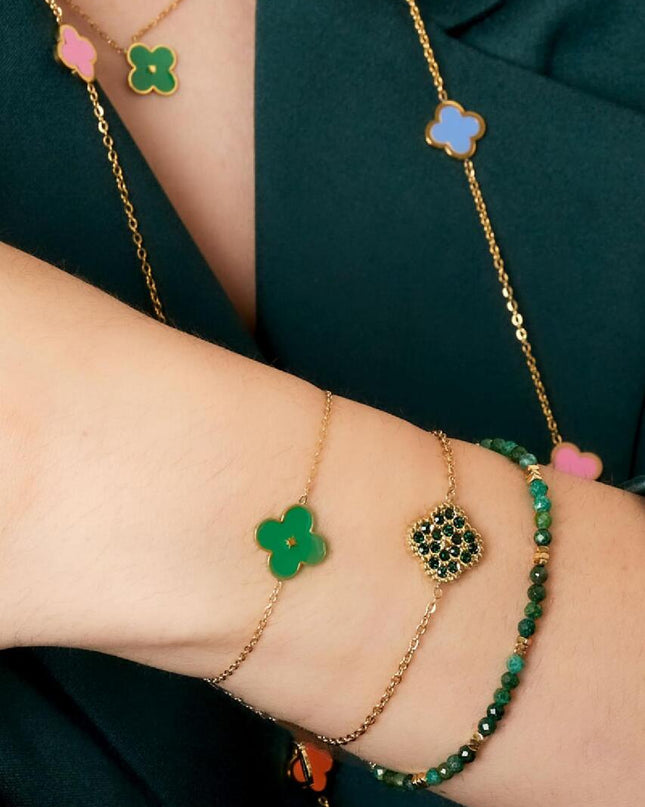 Armband enamel bloem Paars