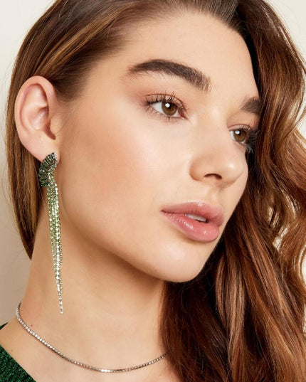 Strass oorbellen sierlijk detail - Holiday Essentials Green & Silver Koper