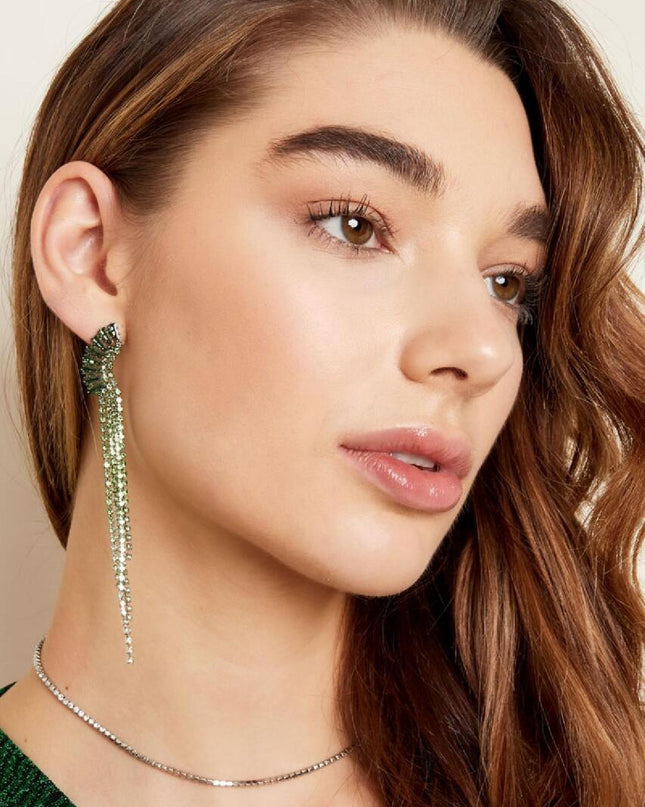 Strass oorbellen sierlijk detail - Holiday Essentials Green & Silver Koper