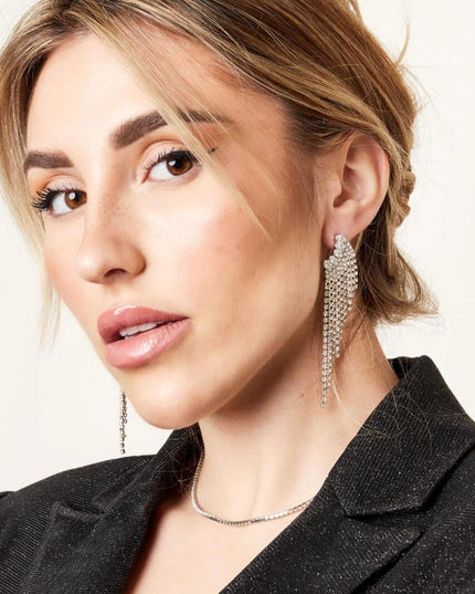 Strass oorbellen statement - Holiday Essentials Blauw Koper