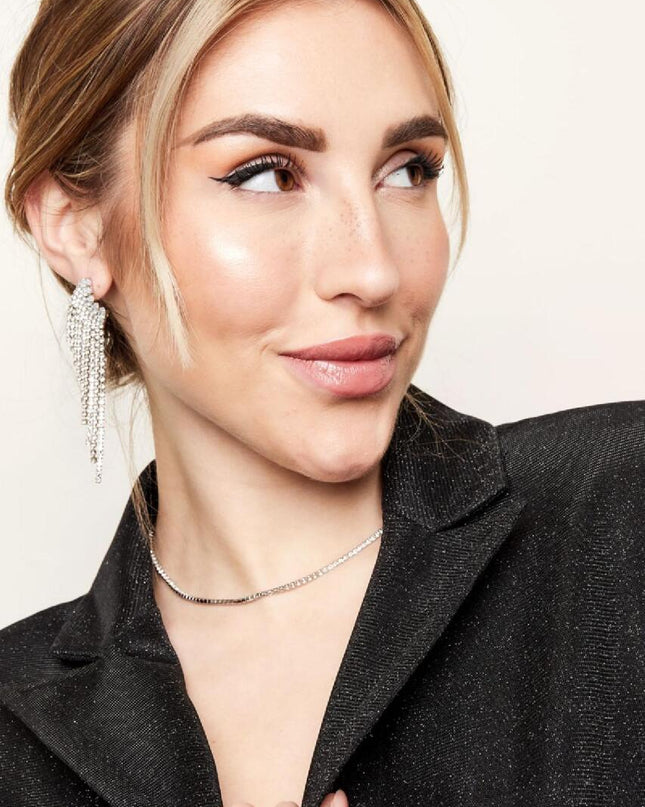 Strass oorbellen statement - Holiday Essentials zilver Koper