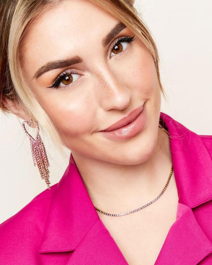 Strass oorbellen hart - Holiday Essentials Roze & Silver Koper