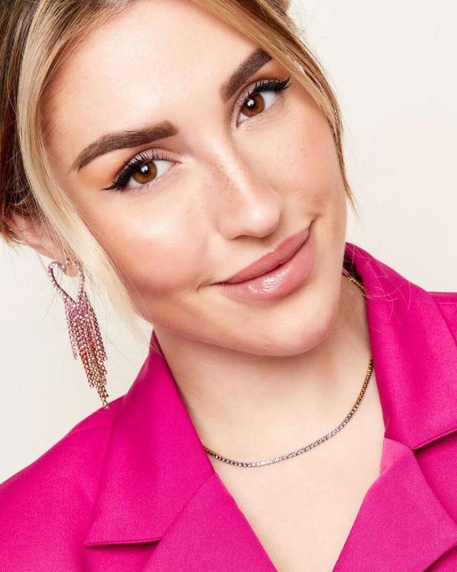 Strass oorbellen hart - Holiday Essentials Roze & Silver Koper