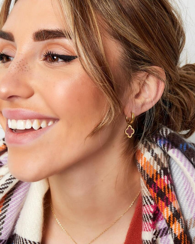 Oorbellen klaver Pink & Gold