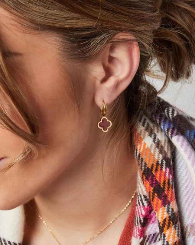 Oorbellen klaver Pink & Gold