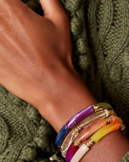 Tube armband kralendetail Goud Acryl