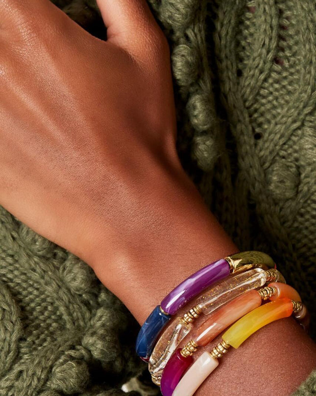 Tube armband kralendetail Goud Acryl