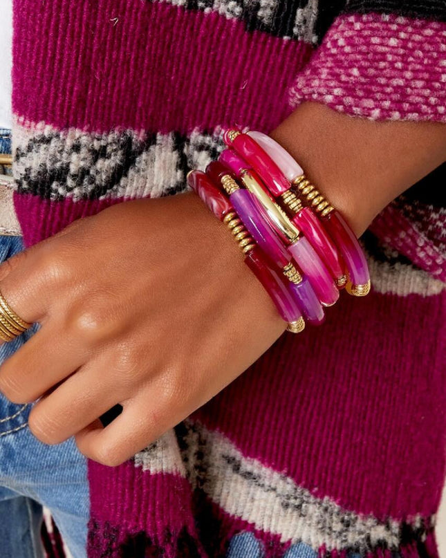 Tube armband kralendetail Goud Acryl