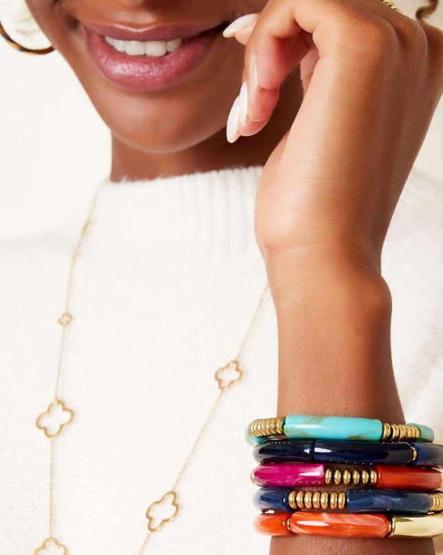 Tube armband goud met kleur Acryl