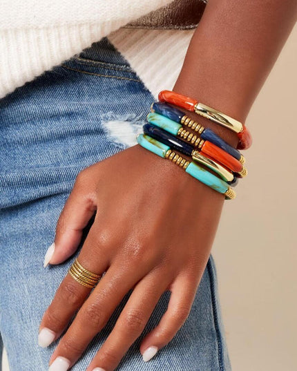 Tube armband goud met kleur Acryl